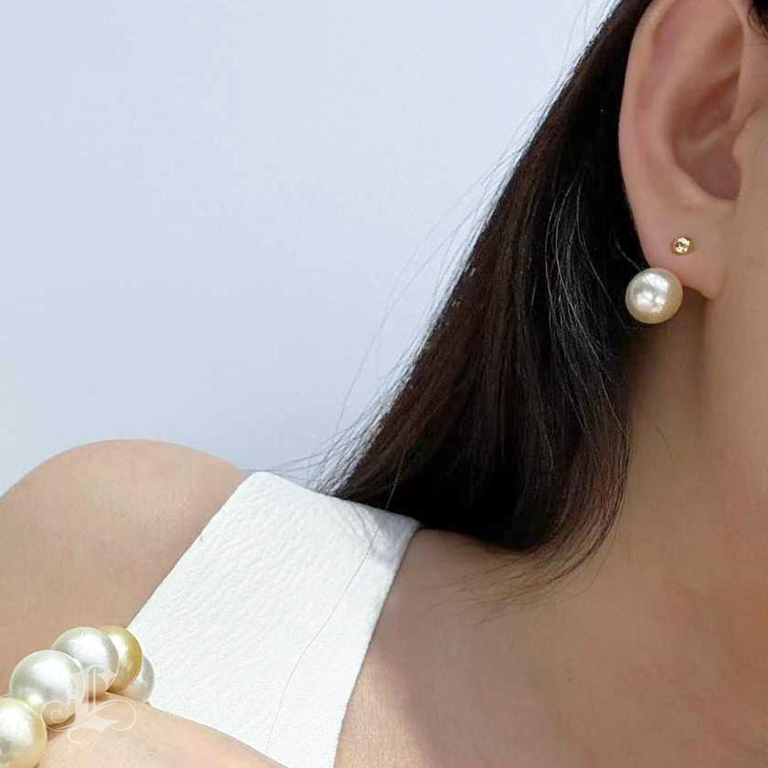 【Sculpted Geometry】PSL Certified South Sea Golden Pearl Jacket Earrings In New Condition For Sale In New York, NY