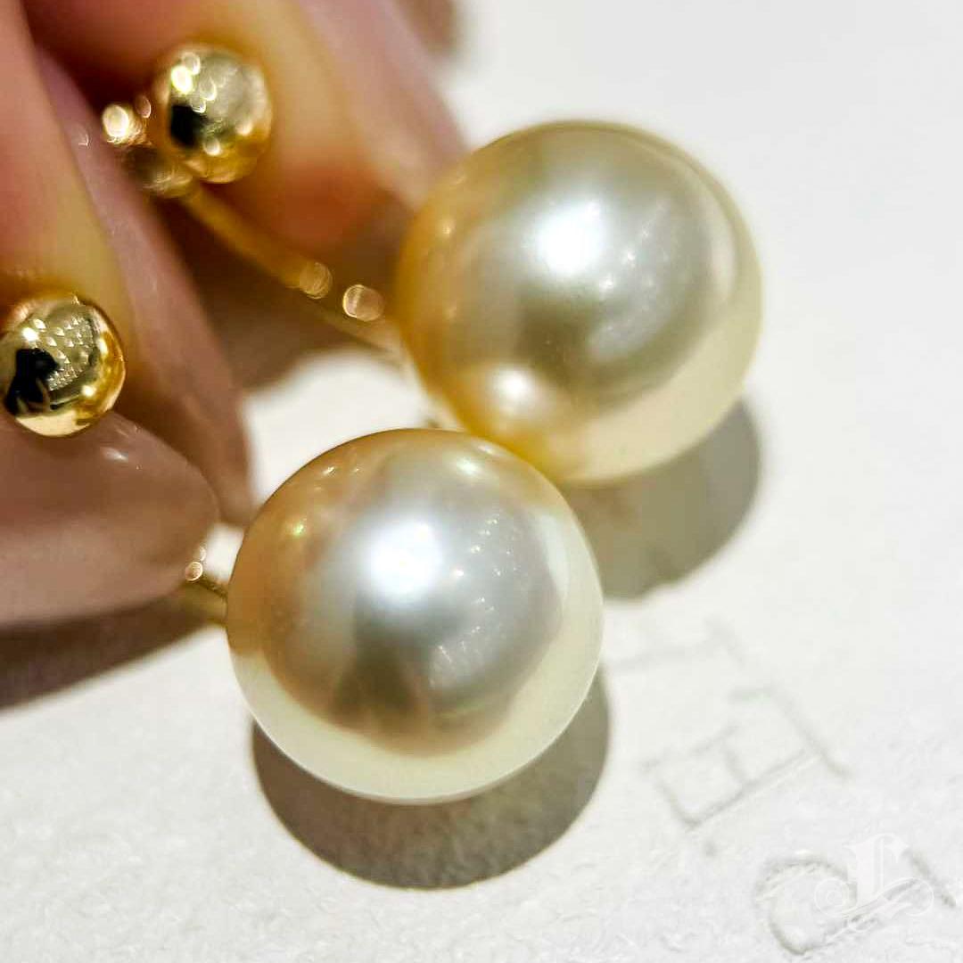 【Sculpted Geometry】PSL Certified South Sea Golden Pearl Jacket Earrings For Sale 1