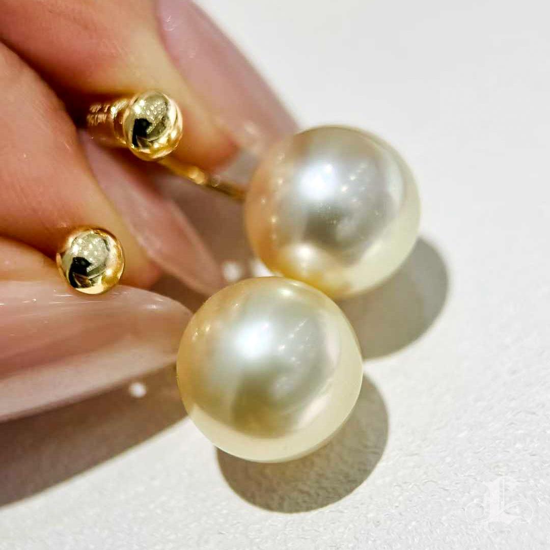 【Sculpted Geometry】PSL Certified South Sea Golden Pearl Jacket Earrings For Sale 2