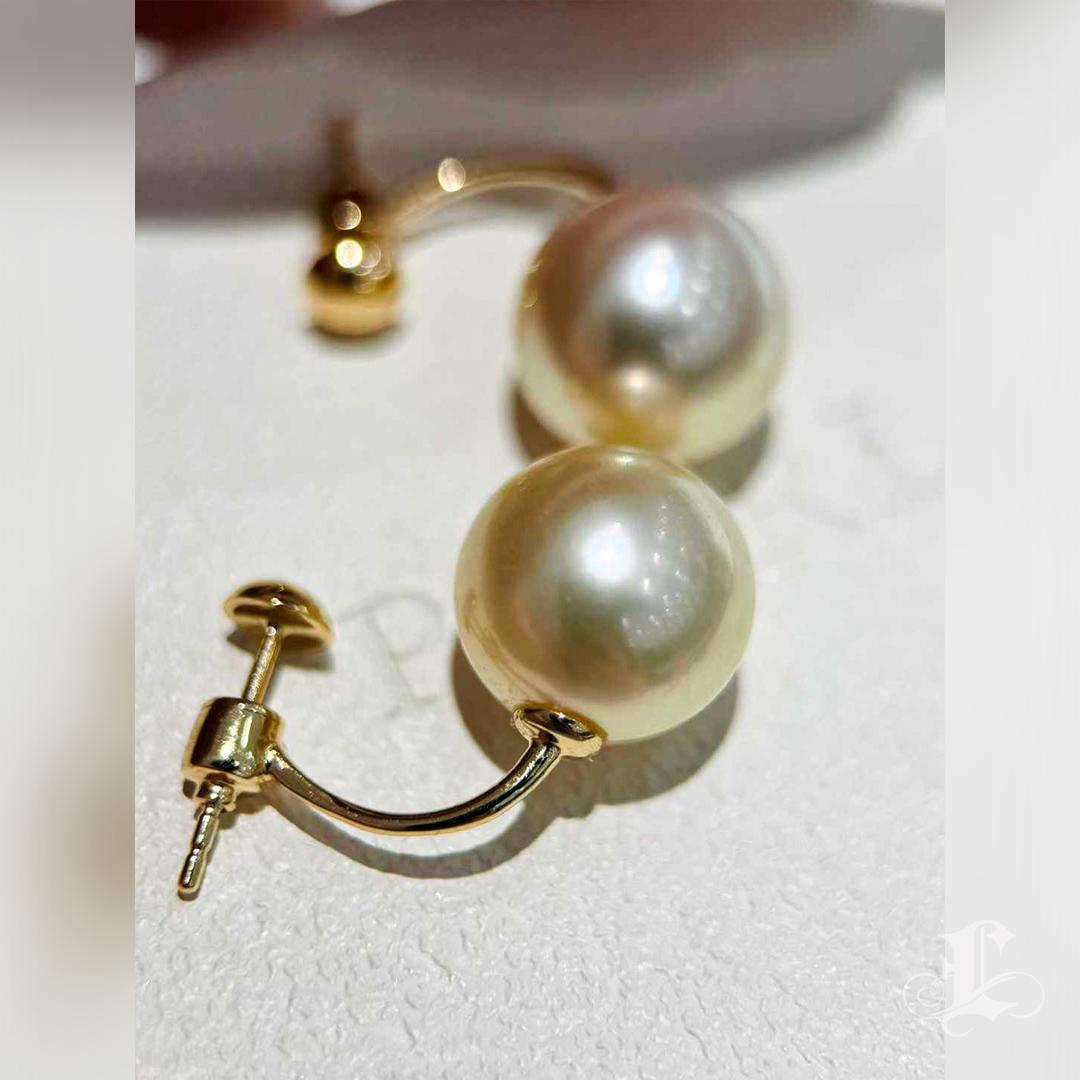 【Sculpted Geometry】PSL Certified South Sea Golden Pearl Jacket Earrings For Sale 3