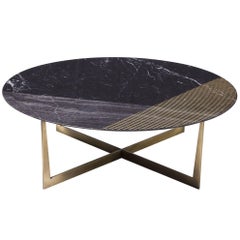Golden Radius Coffee Table in Marquino and Gold Leaf by Alex Mint