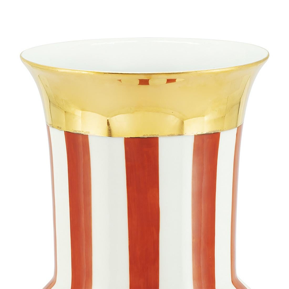 Hand-Crafted Golden Red Medium Vase For Sale