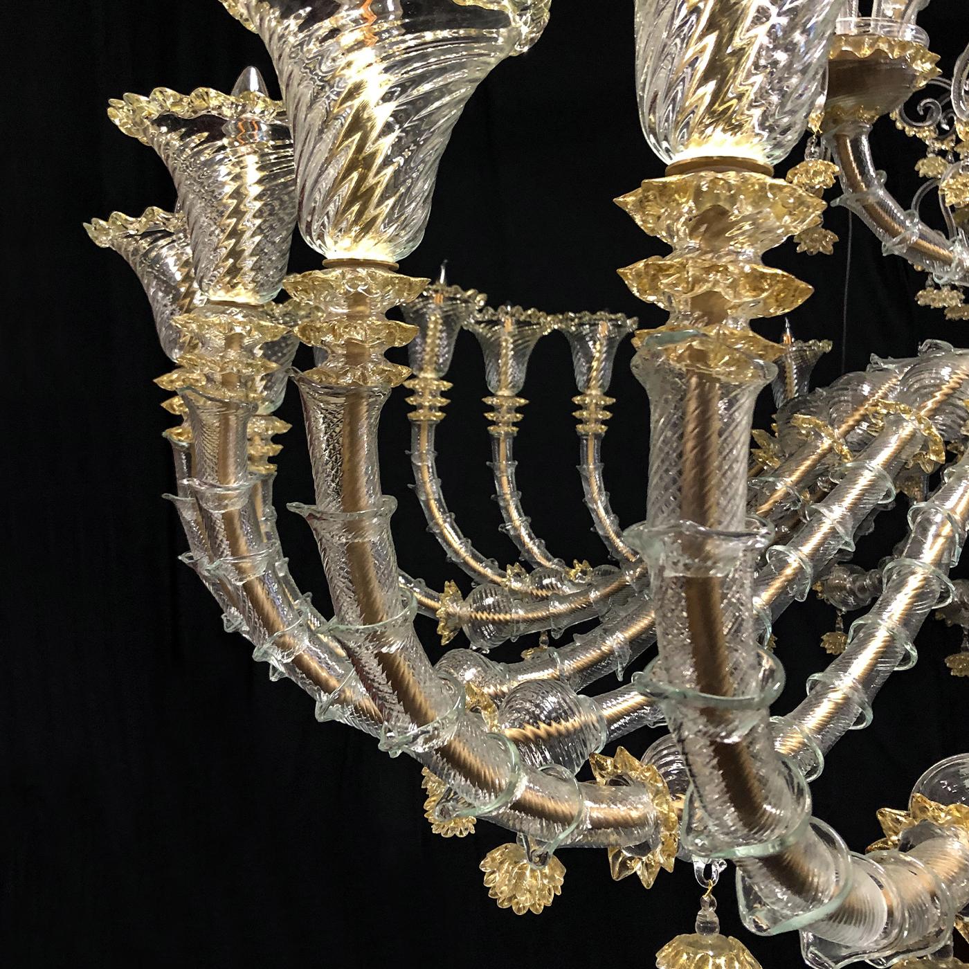 The epitome of opulent design, this extraordinary XVII Rezzonico-style chandelier will imbue a sophisticated modern interior with rare savoir-faire. Meticulously handcrafted with great attention to details by master artisans of the Venetian