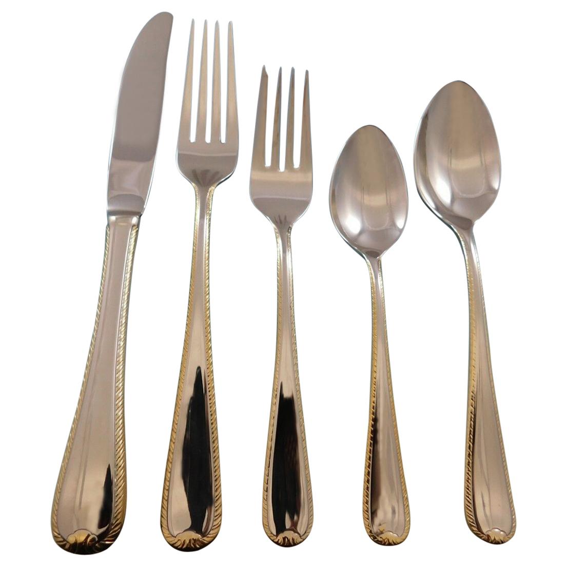 Golden Ribbon Edge by Gorham Stainless Steel Flatware Set Service for 8 New 40pc