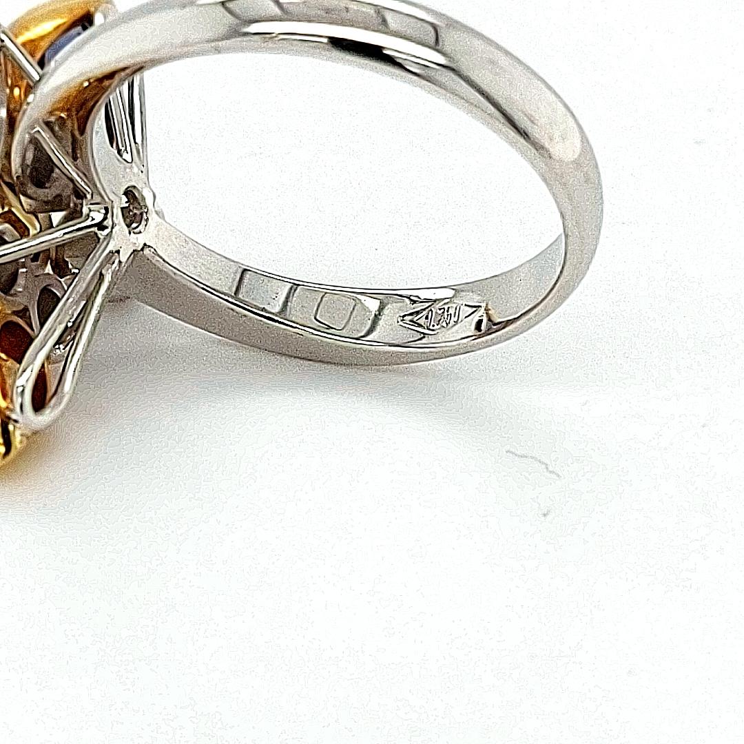 Goldener Ring mit der Darstellung eines Fisches, besetzt mit 1,42 Karat Diamanten und 1,78 Ceylon-Saphiren im Angebot 2