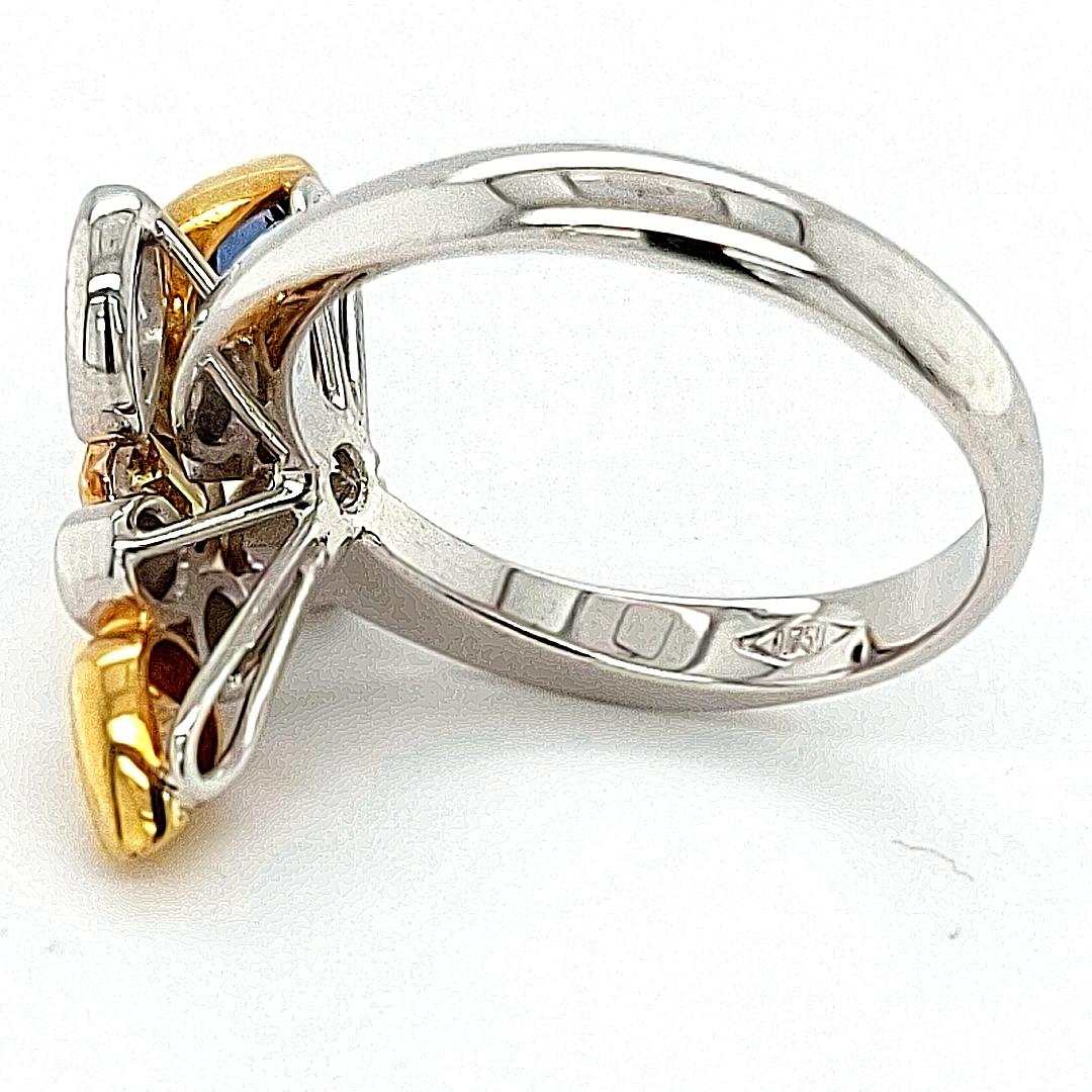 18kt Gold Ring Depicting a Fish, Set with 1.42ct Diamonds 1.78 Ceylon Sapphires For Sale 1