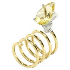 Used Golden ring with Lemon quartz, 18K yellow gold