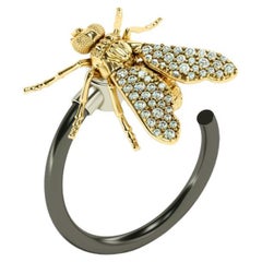 Golden Ring with Removable Diamond Fly, 18k Gold