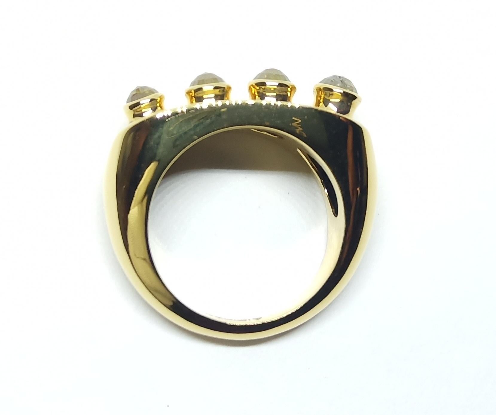 Rose Cut Own Your Rare Self with One of a Kind Orange Yellow Rosecut Diamond Band Ring For Sale