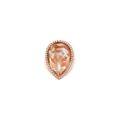 Golden Quartz & Diamond 18 Karat Rose Gold Cocktail Ring