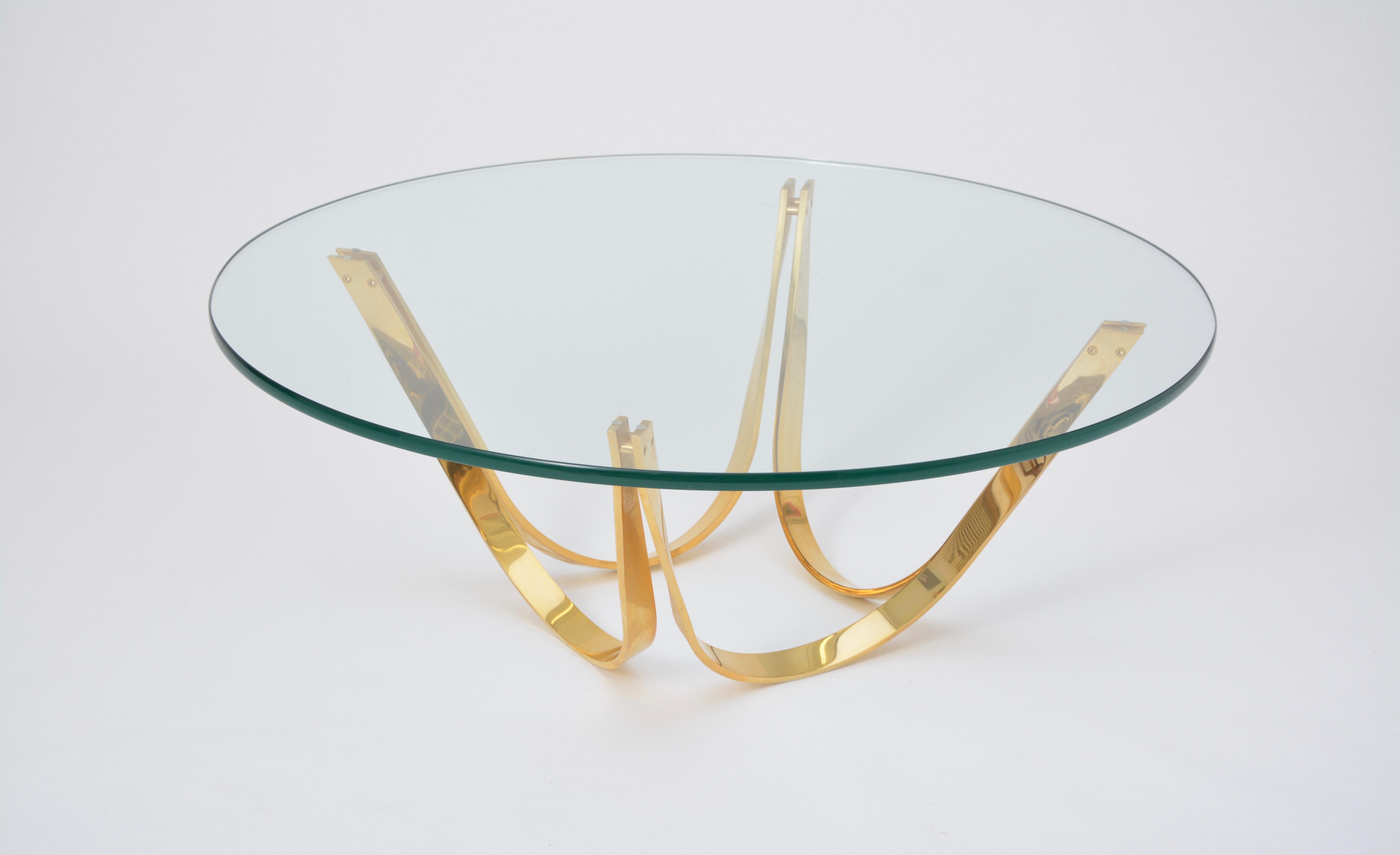 Mid-Century Modern Golden Round Midcentury Coffee Table by Roger Sprunger for Dunbar