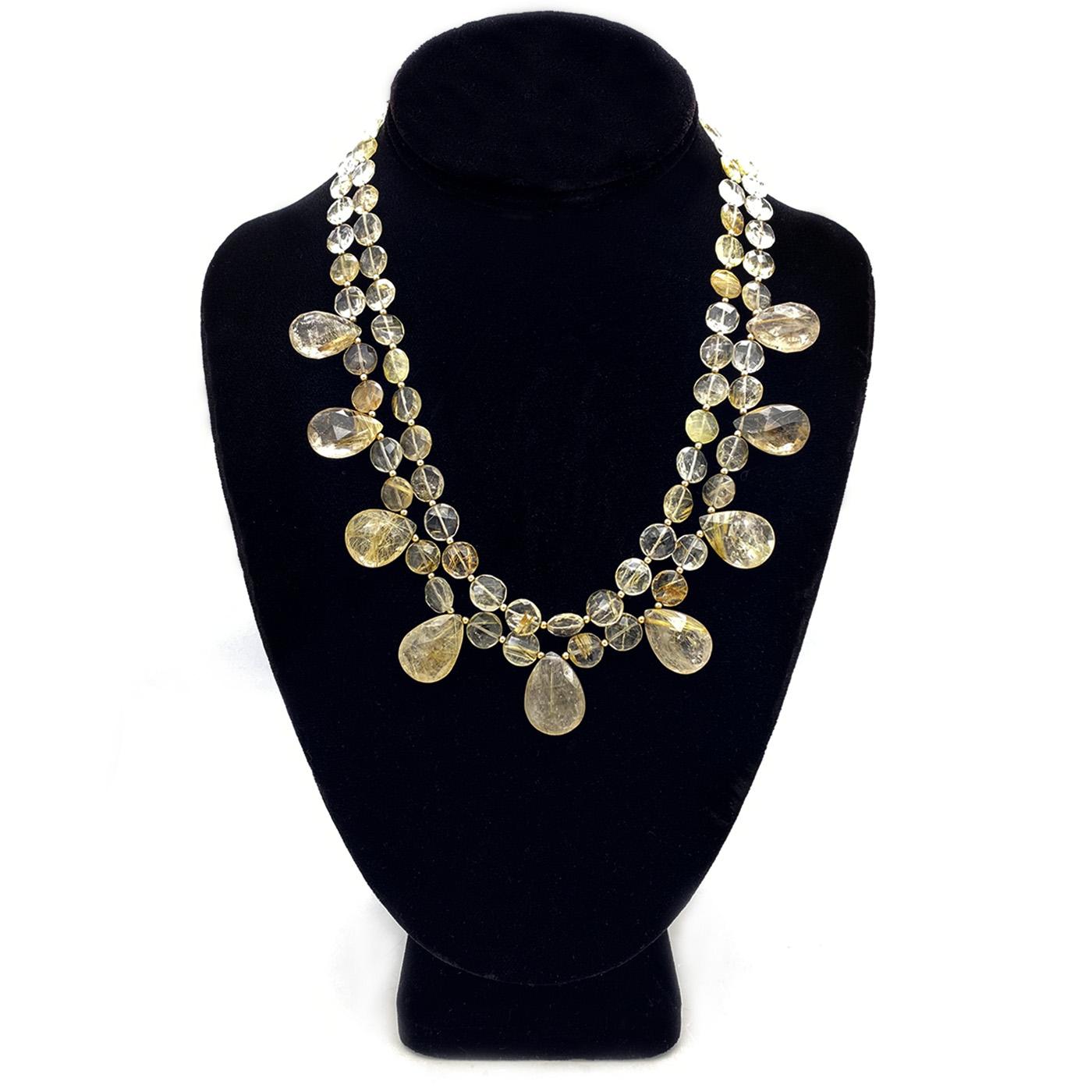 Goldener Rutilquarz und 14K Gold gefüllte Halskette aus Gold Damen im Angebot