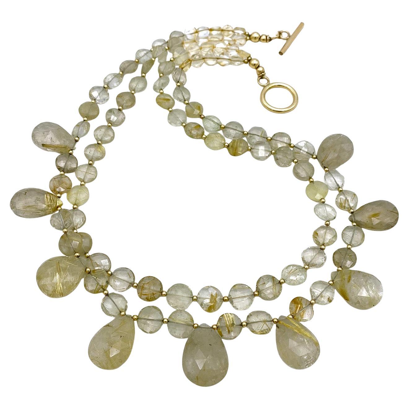 Goldener Rutilquarz und 14K Gold gefüllte Halskette aus Gold im Angebot 1