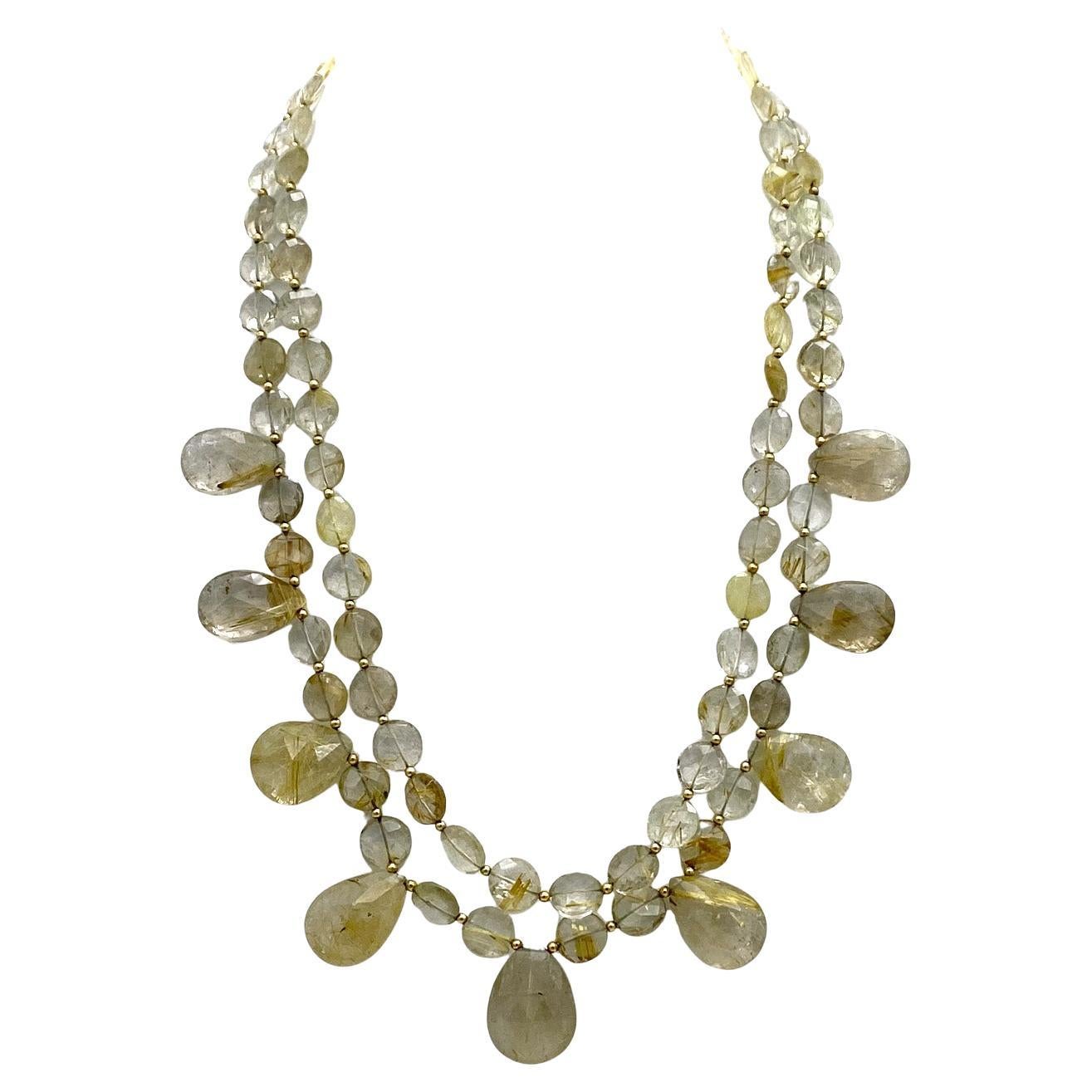 Goldener Rutilquarz und 14K Gold gefüllte Halskette aus Gold im Angebot 2