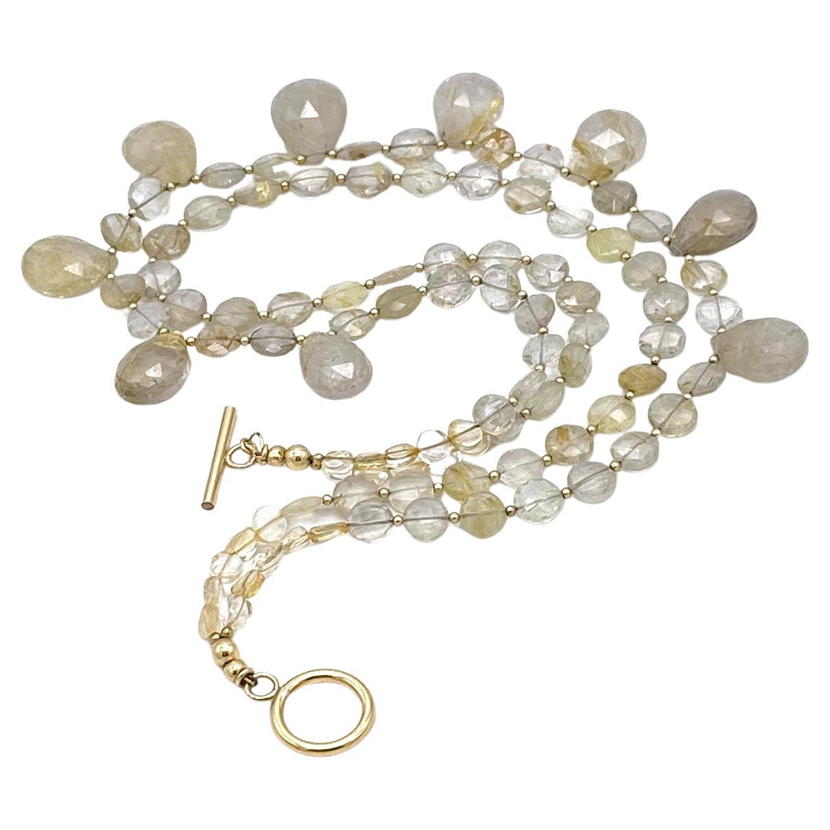 Goldener Rutilquarz und 14K Gold gefüllte Halskette aus Gold im Angebot