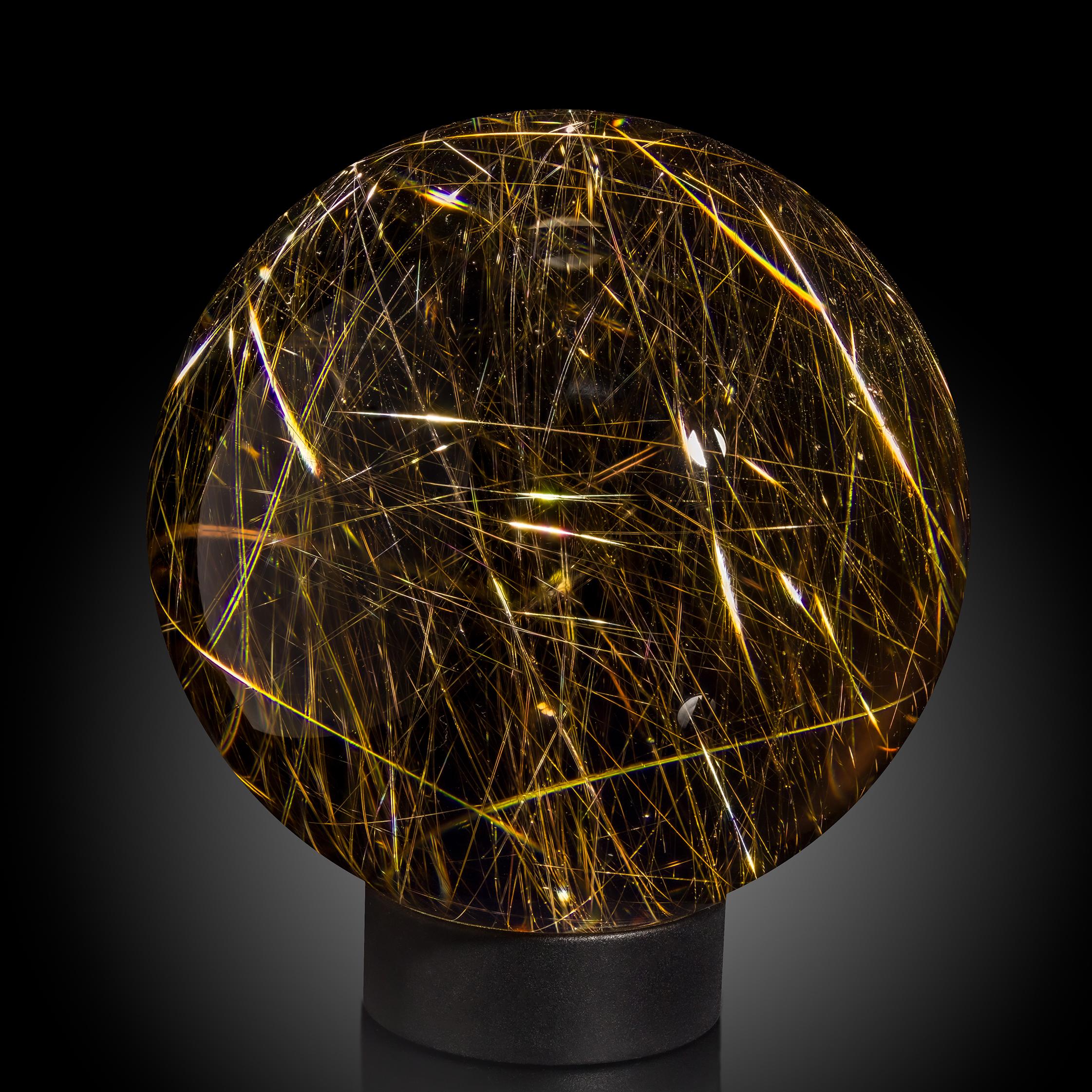 Brazilian Golden Rutilated Quartz Sphere Mineral Specimen, Minas Gerais, Brazil For Sale