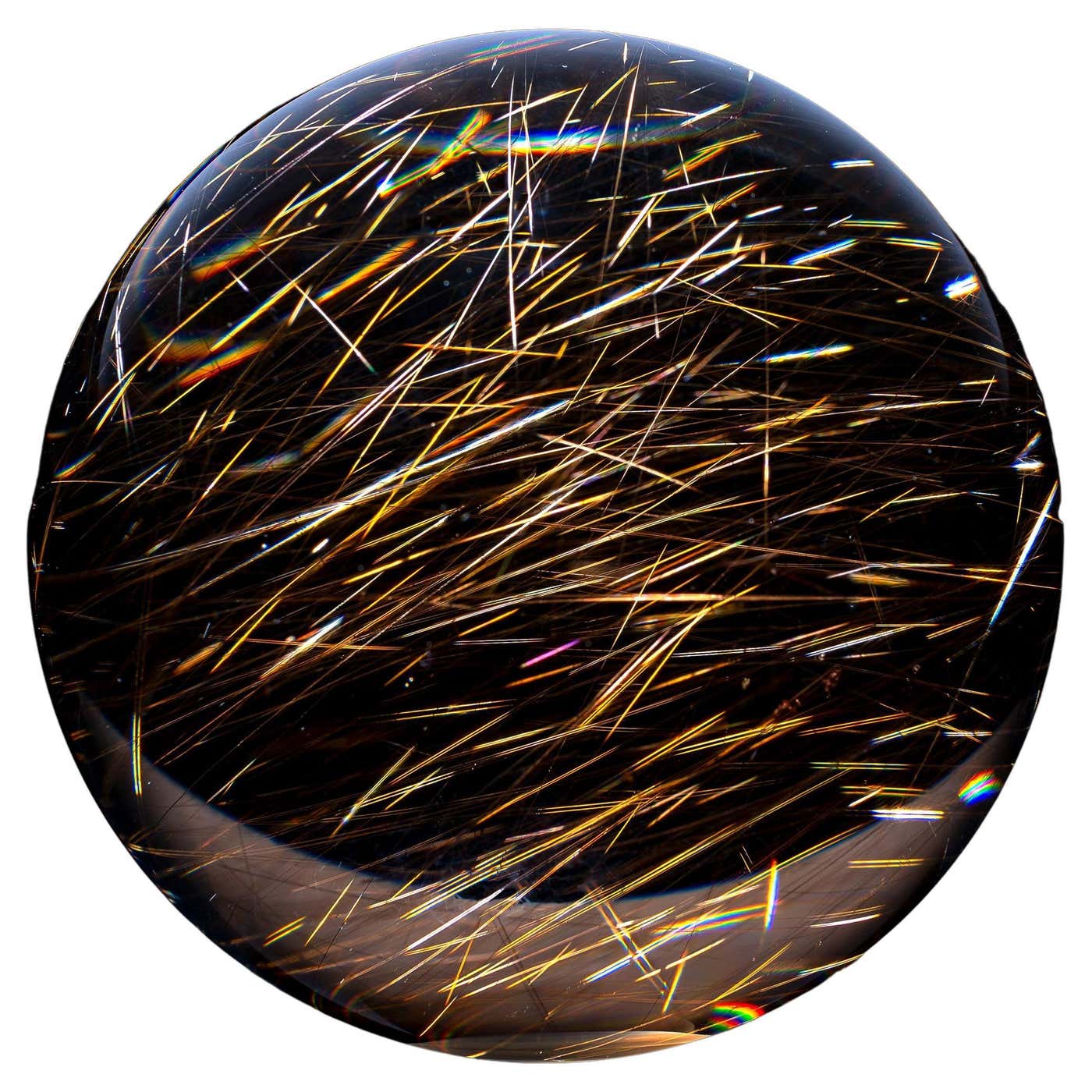 Ground Rutile Golden Rutilated Quartz Sphere Mineral Specimen, Minas Gerais, Brazil ...