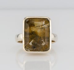 Bague en argent en quartz rutile doré