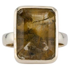 Bague en argent en quartz rutile doré