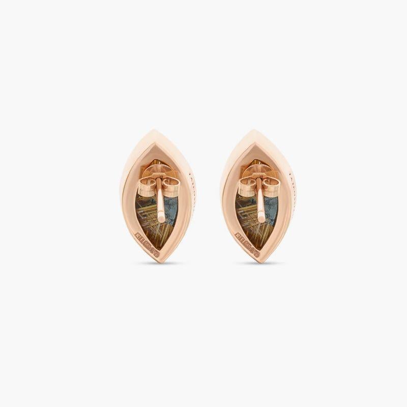 Orecchini a stella di rutilo dorato in oro rosa 14k In condizioni Nuovo in vendita a Fulham business exchange, London
