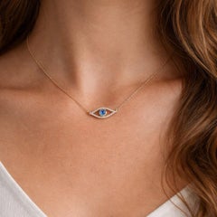 Golden Sapphire 14K (or 18k upon request) Gold Evil Eye Charm Necklace