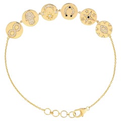 Golden Sapphire 14K (or 18k upon request) Yellow Gold Bangle Charm Bracelet