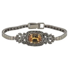 Golden Sapphire and Diamond White Gold Bracelet