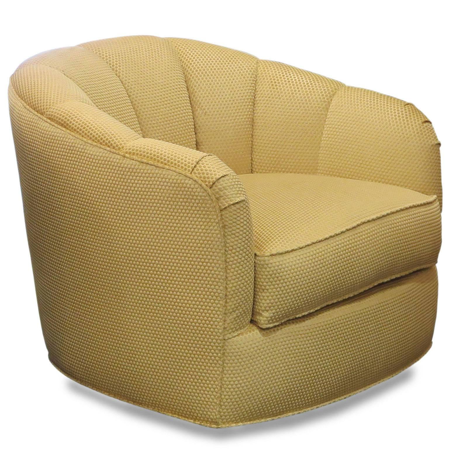 Mid-Century Modern Golden Scallop-Backed Barrel Chairs, USA, circa 1980s