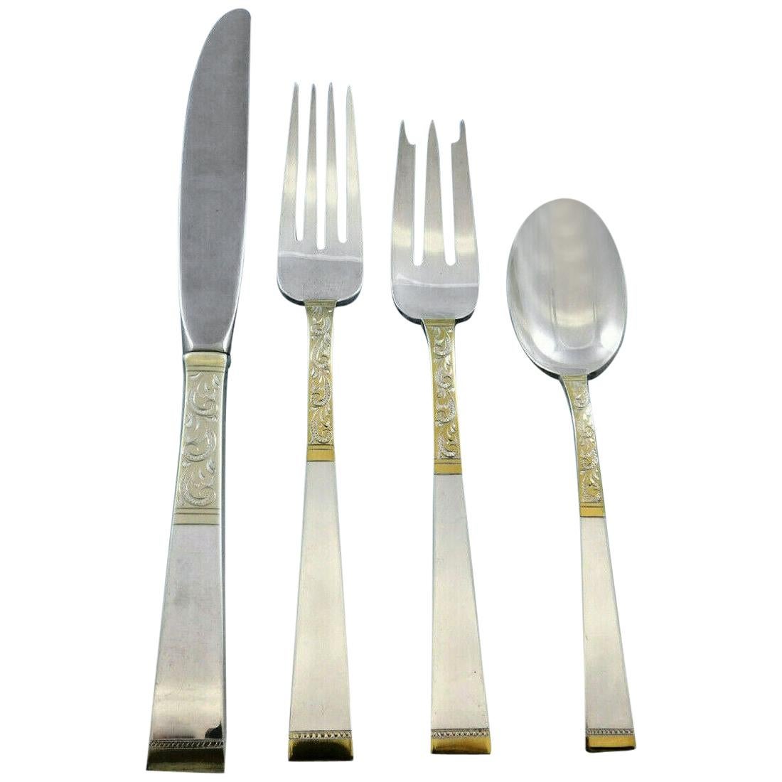 Golden Scroll by Gorham Sterling Silver Flatware Set Place Size Service 55 Pcs
