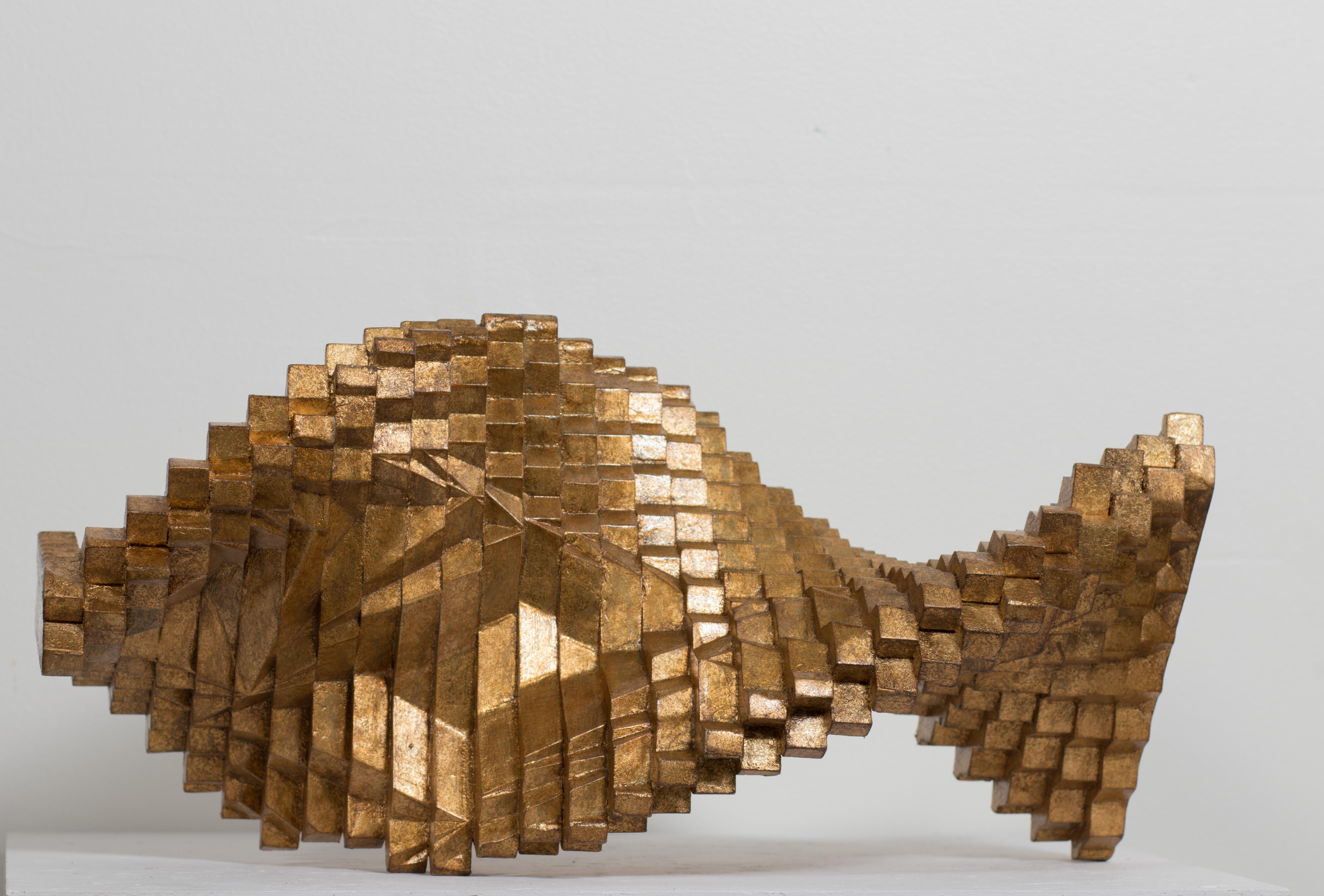 Plywood Golden Sculpture Brazilian Art Design For Sale