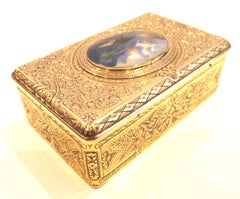 Golden Singing bird box by Charles Bruguier with enameled  lid
