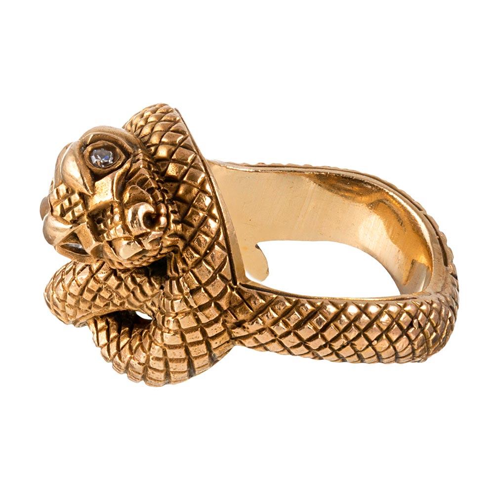 Golden Snake Ring, Signed “BaumF” In Good Condition In Carmel-by-the-Sea, CA