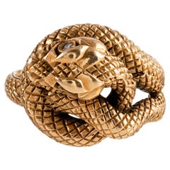 Vintage Golden Snake Ring, Signed “BaumF”