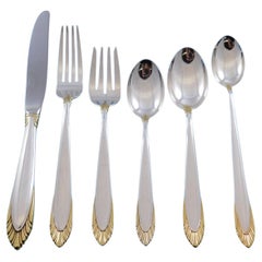 Golden Soliel by Lunt Sterling Silver Flatware Set for 12 Service 86 Pieces