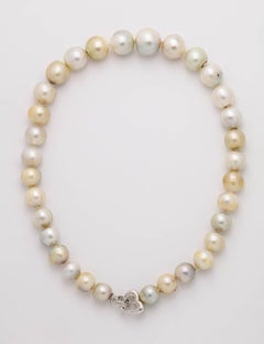 Golden South Sea and Silvery White South Sea Necklace with Adjustable Clasp