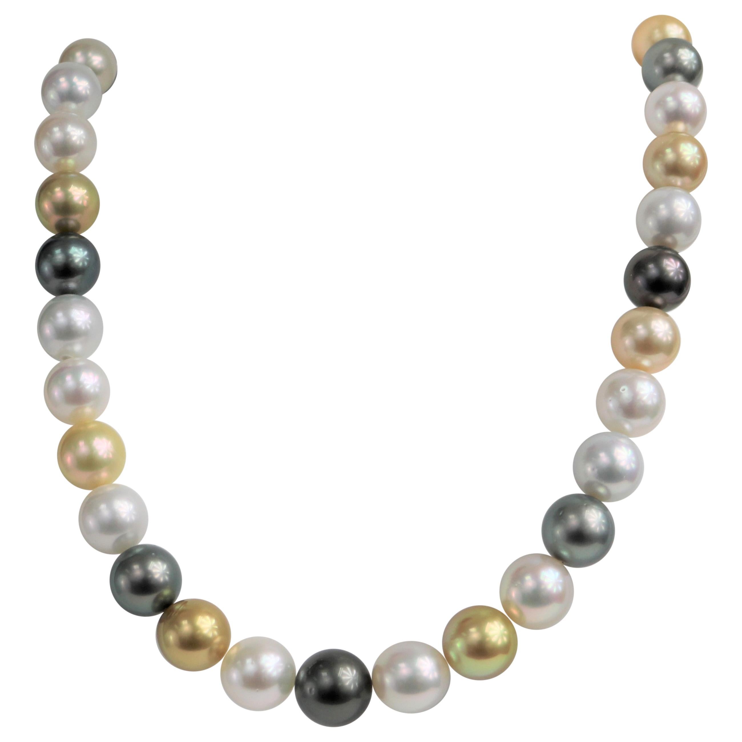 Multi-Color South Sea, Golden and Tahitian Pearls Necklace at 1stDibs