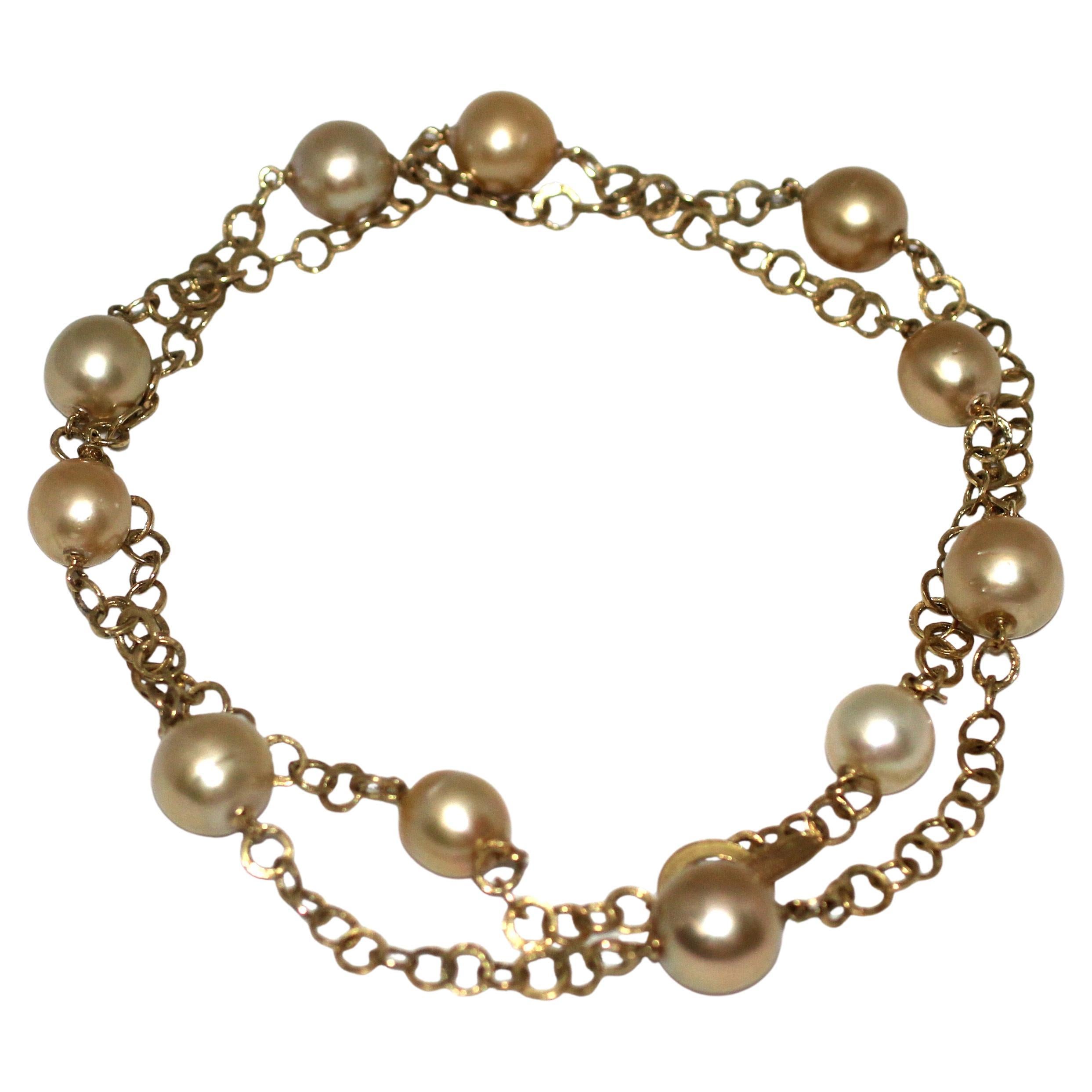Hakimoto 16,5x14 mm Natürliche goldene Farbe 35,5 Südsee-Barockperlenkette (Perle)