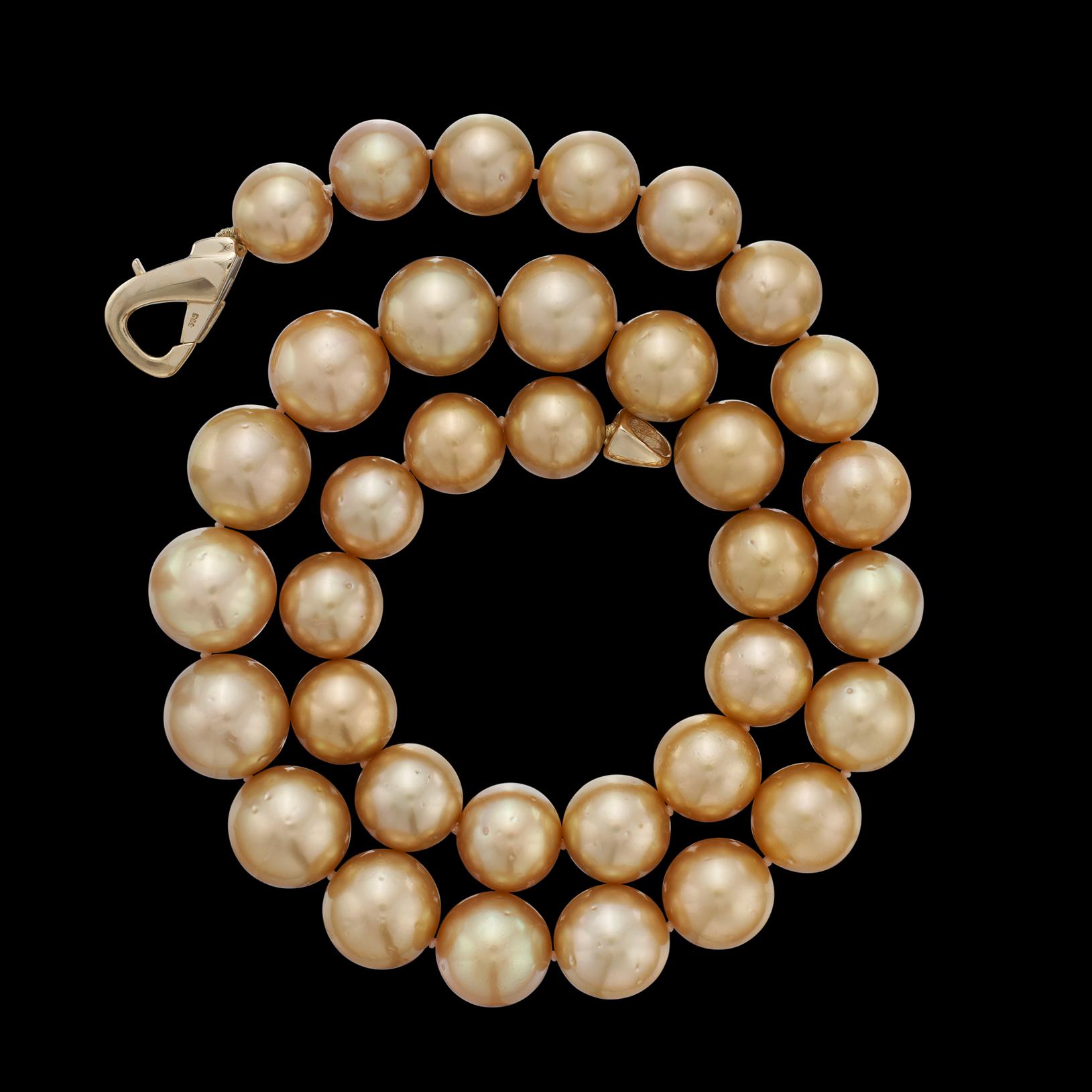 Women's Golden South Sea Cultured Pearl & 14k Gold Necklace For Sale