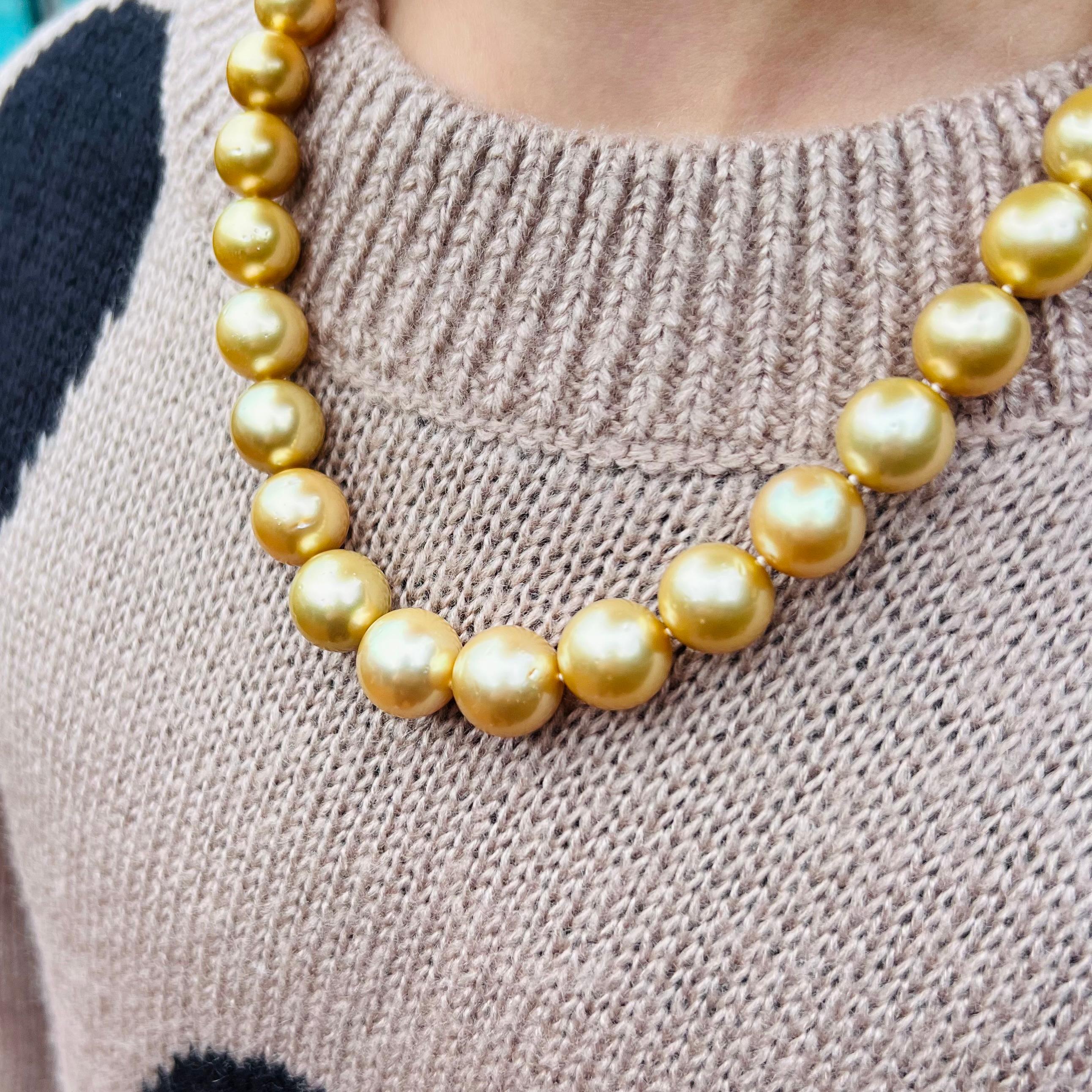 Golden South Sea Cultured Pearl & 14k Gold Necklace For Sale 1