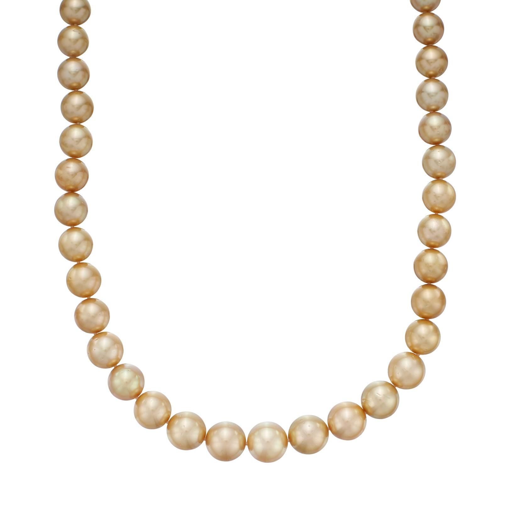 Golden South Sea Cultured Pearl & 14k Gold Necklace For Sale 3