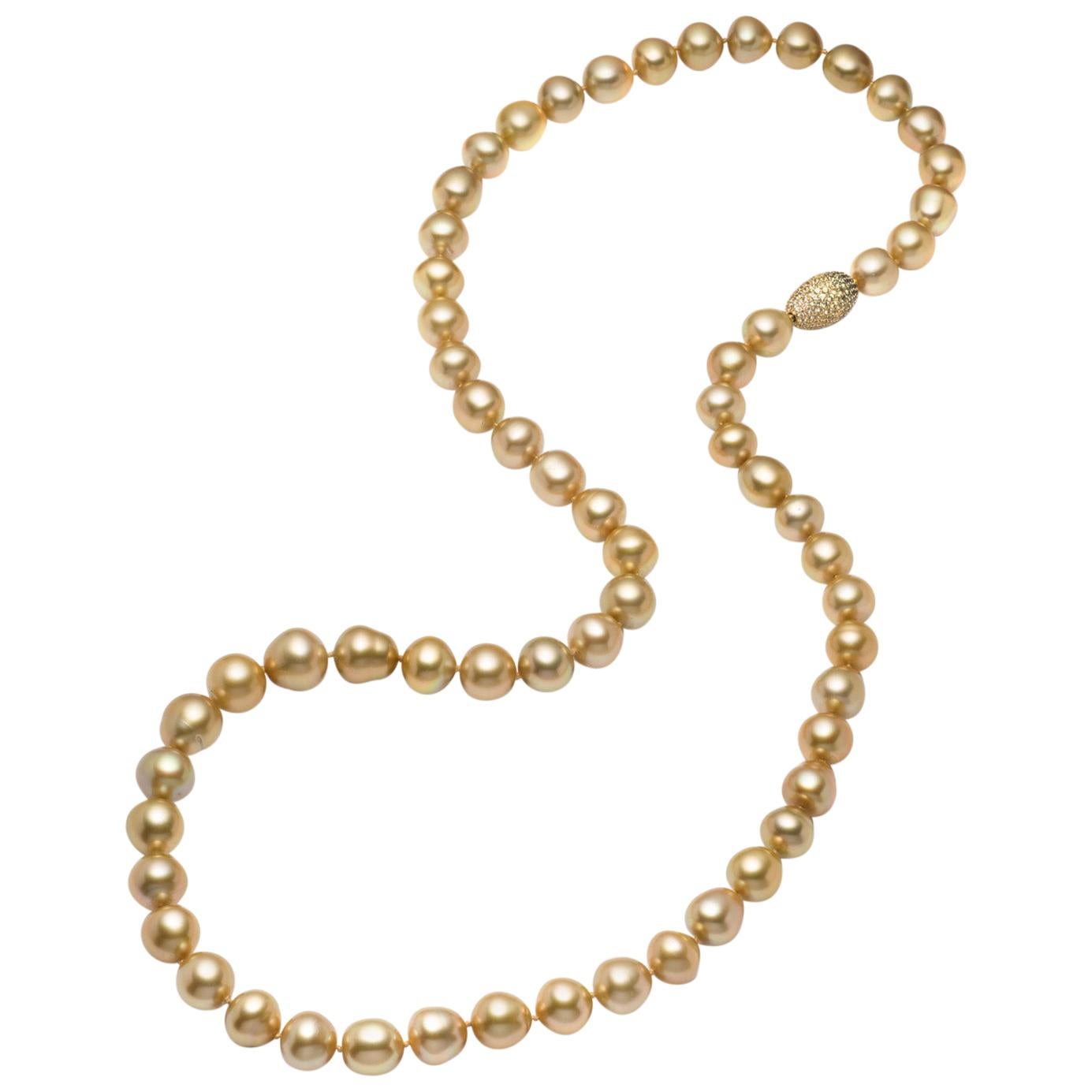 Golden South Sea Cultured Pearl, Sapphire and 18 Karat Gold Sautoir Necklace