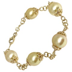 Golden South Sea Pearl 14 Karat Bracelet Italy Certified