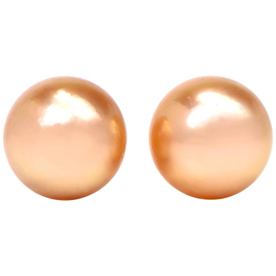 Golden South Sea Pearl 18 Karat Gold Stud Earrings