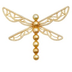 An Order of Bling Golden South Sea Pearl and Diamond Brooch and Pendant