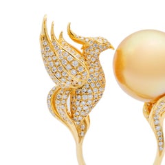 An Order of Bling Golden South Sea Pearl & Diamond Phoenix Ring