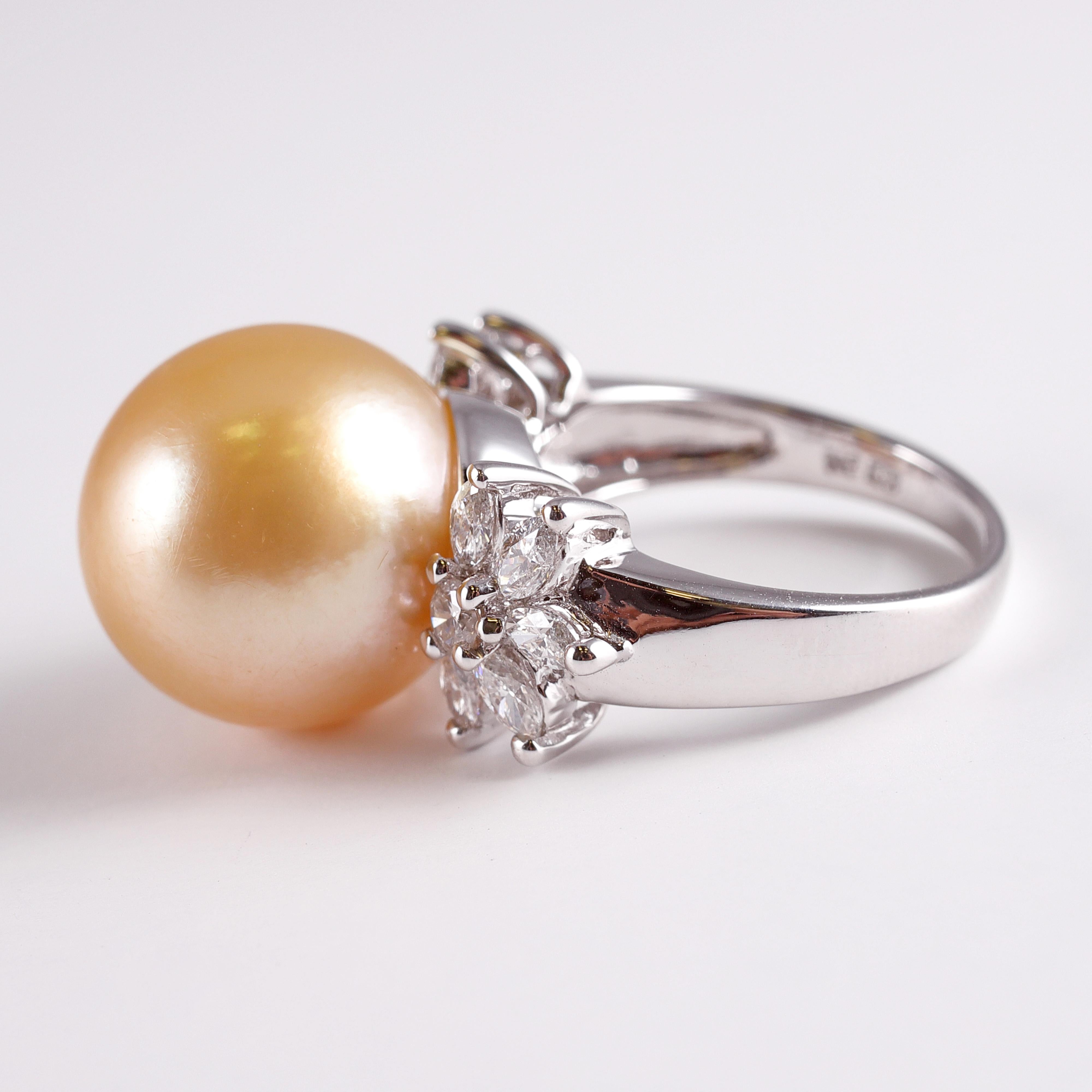 Golden South Sea Pearl and Diamond Ring 3