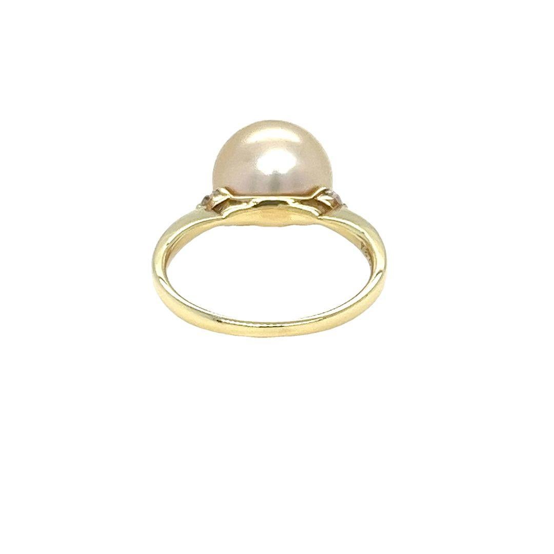 Bague en or jaune avec perles des mers du Sud dorées et diamants Pour femmes en vente