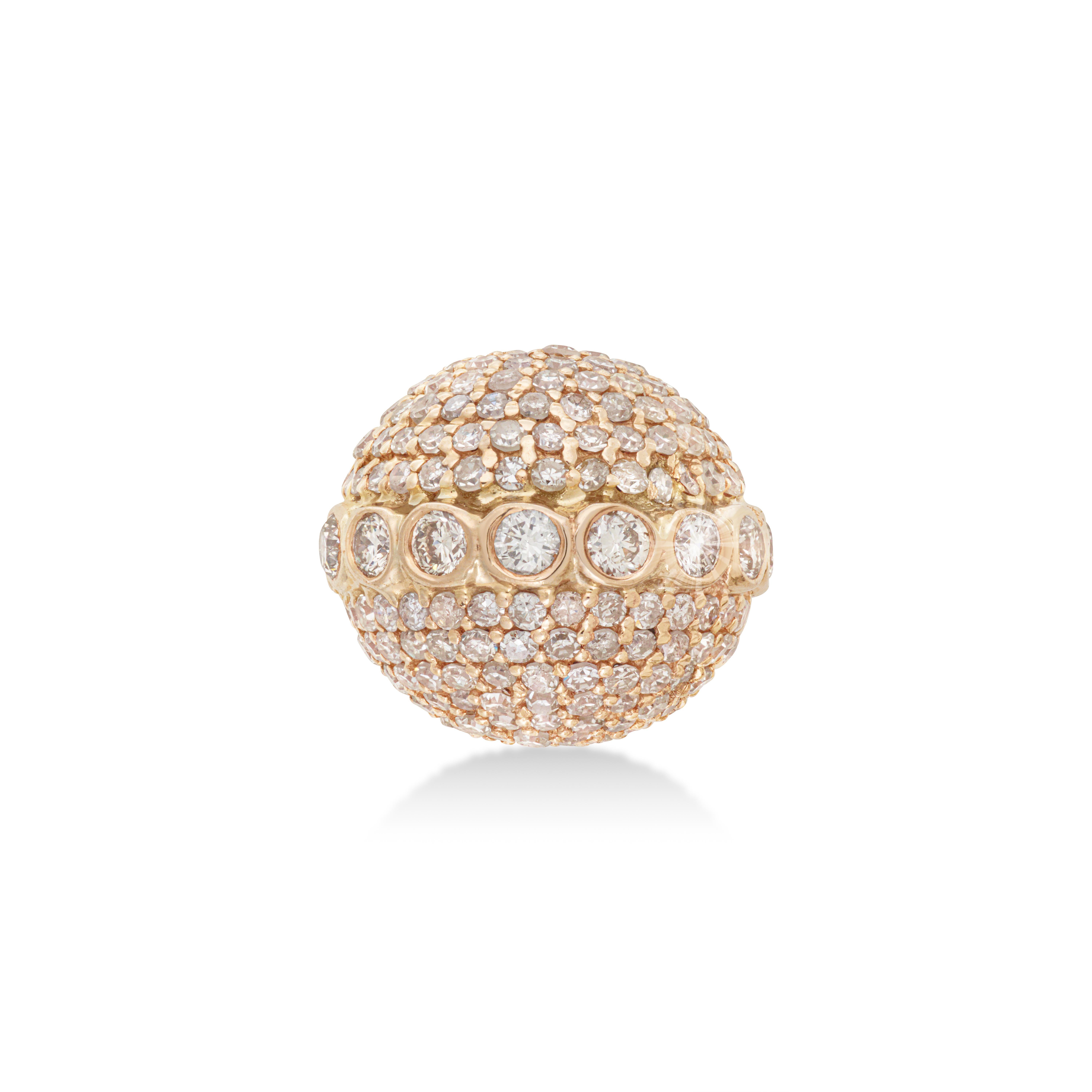 Contemporary Golden South Sea Pearl Bracelet with 18k Yellow Gold Diamond Encrusted Orbs For Sale