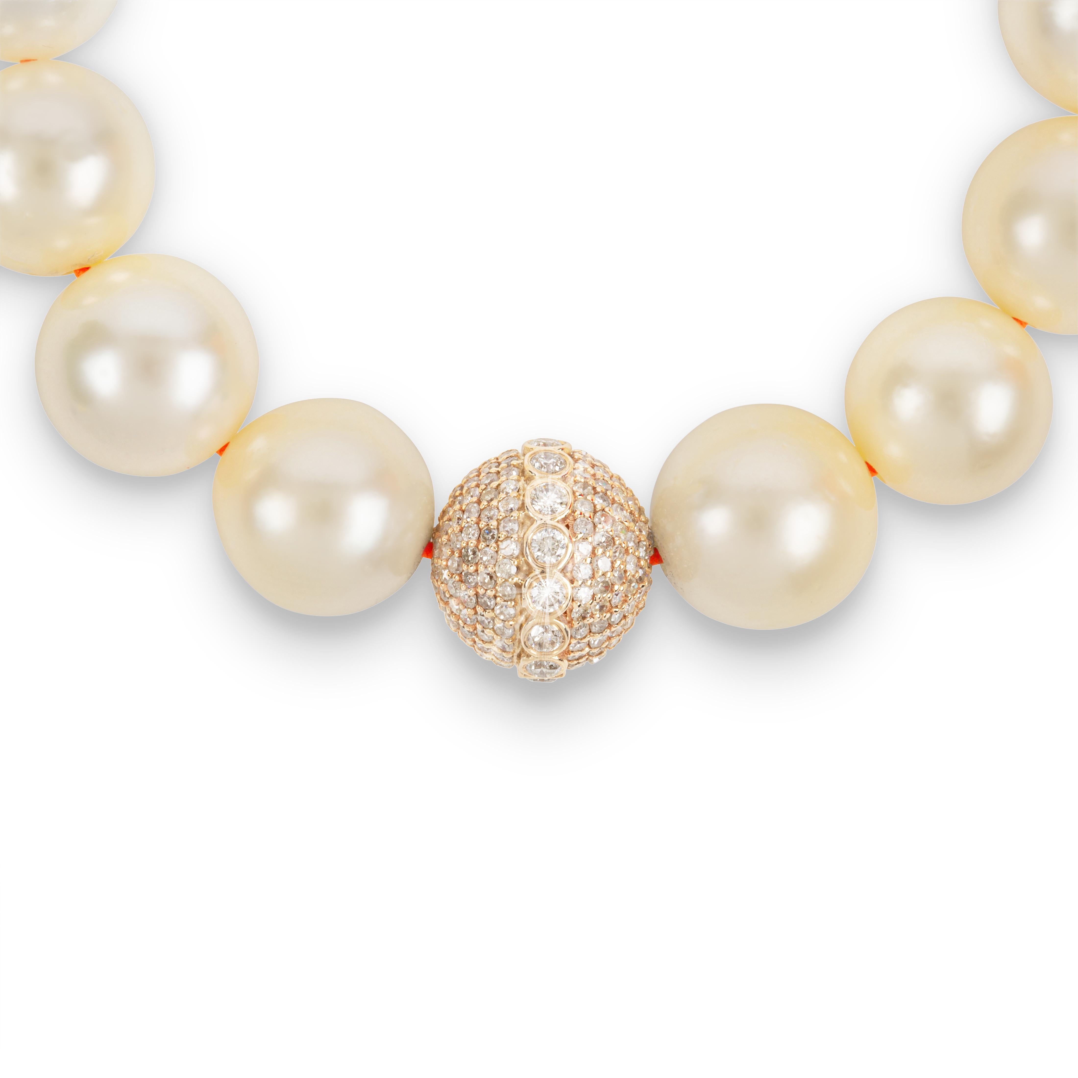 THEVAULT15's jewelry is defined by the classic beauty of pearls and diamonds, making them the perfect accessory for any occasion. The Ray bracelet is from precious AAA Golden South Sea pearls with 18k YG diamond beads that enhance each other