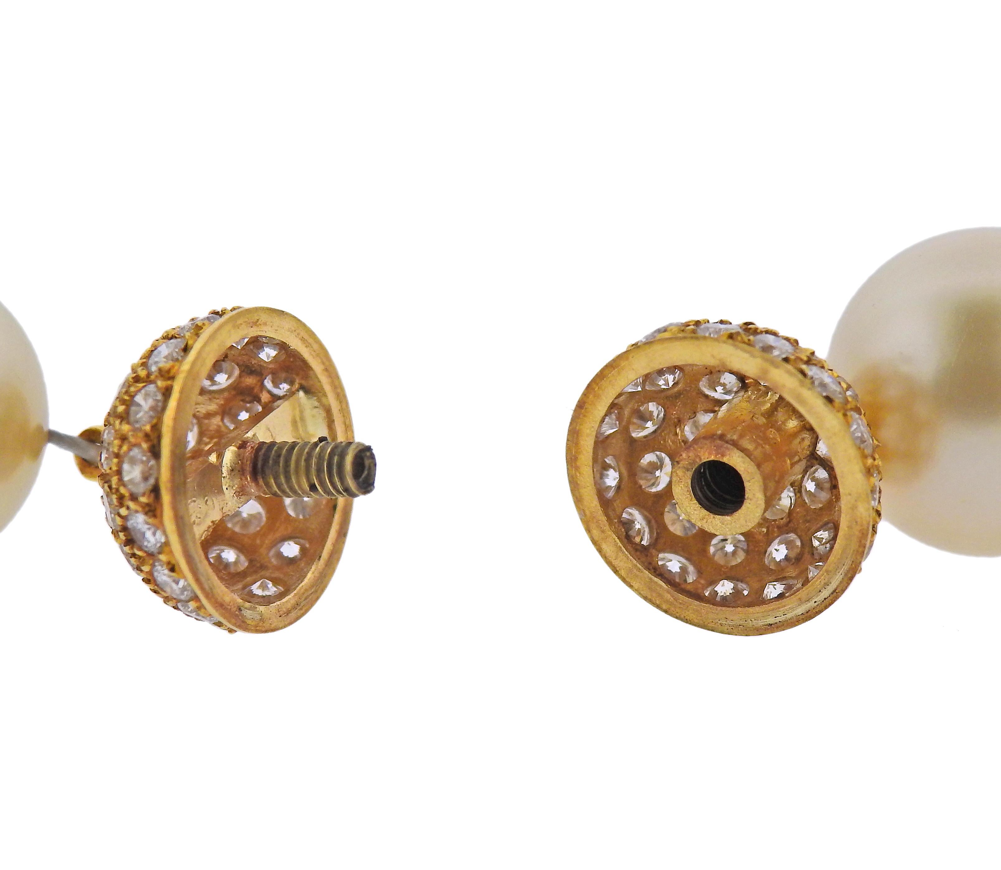 Goldene Südseeperlen-Diamant-Gold-Halskette im Zustand „Hervorragend“ im Angebot in New York, NY